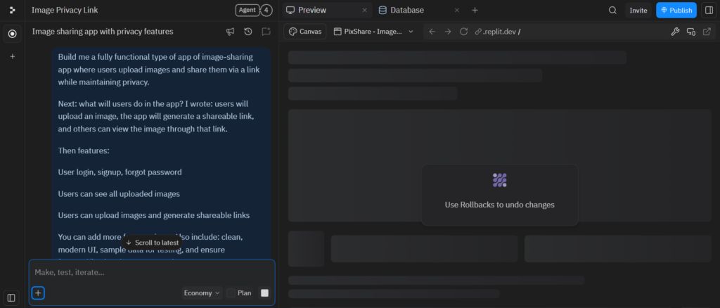 Replit is creating a image sharing app