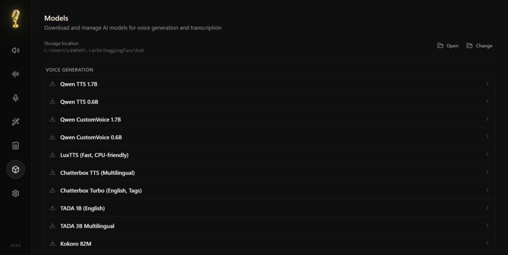 Voicebox AI Clone App Models