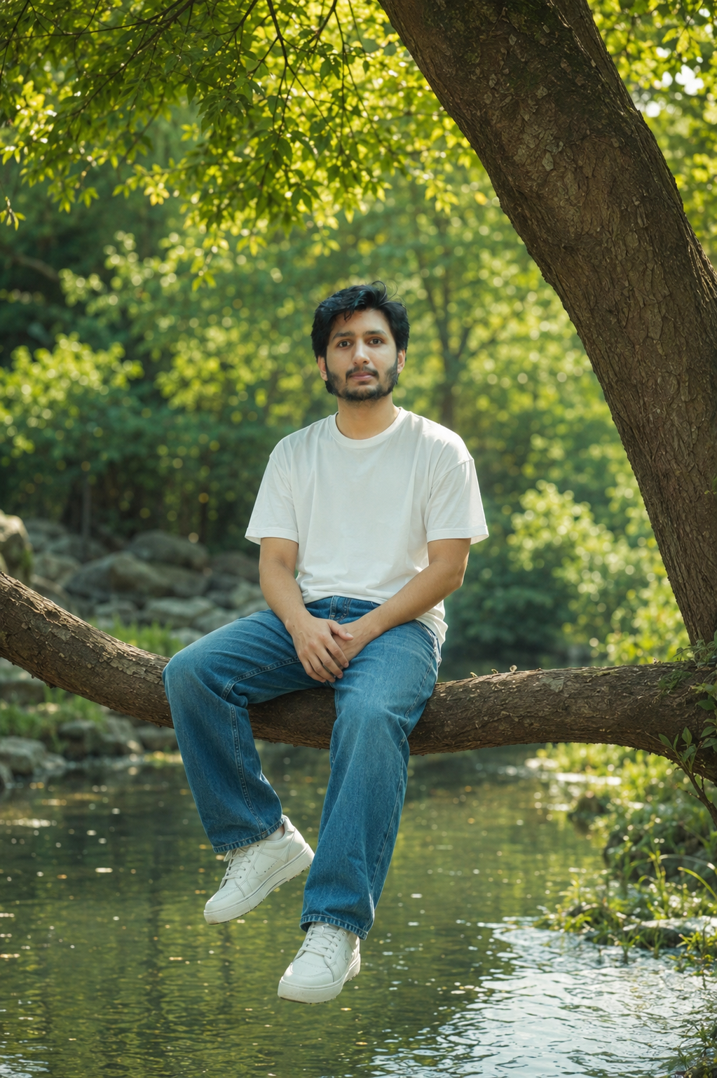 Aesthetic Korean nature portrait on tree